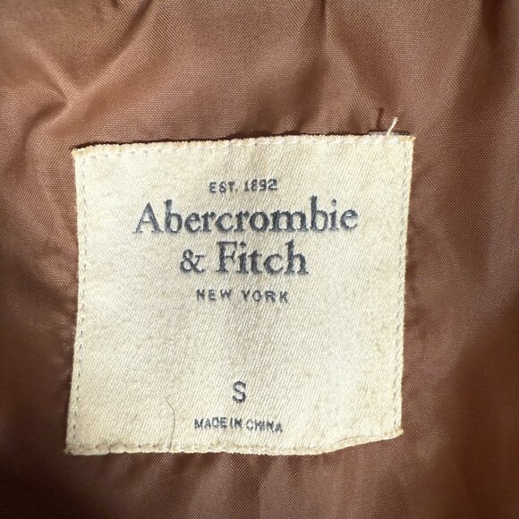 Abercrombie Fitch Biker Jacket Women Size S Brown Full Zip Faux Suede Moto GUC - Picture 9 of 16